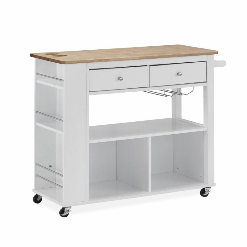 White Kitchen Cart with Storage Q19706