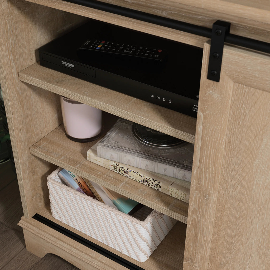 Cafe TV Stand with Storage, for TVs up to 43", Orchard Oak Finish P8425