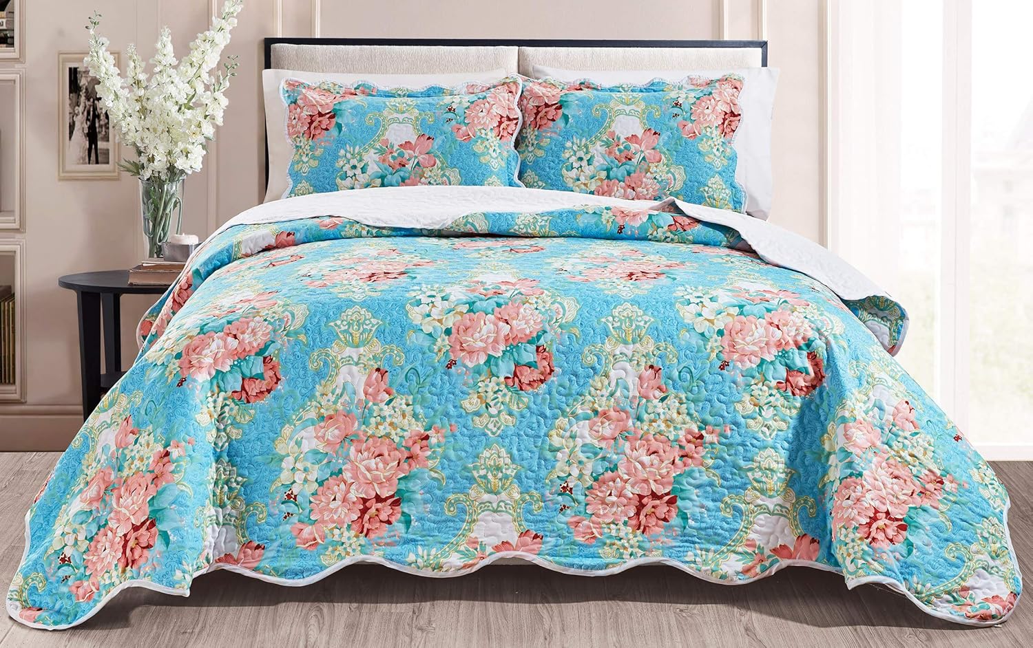3-Piece Oversize Quilt Set Reversible Bedspread Coverlet Cal King Size U493738