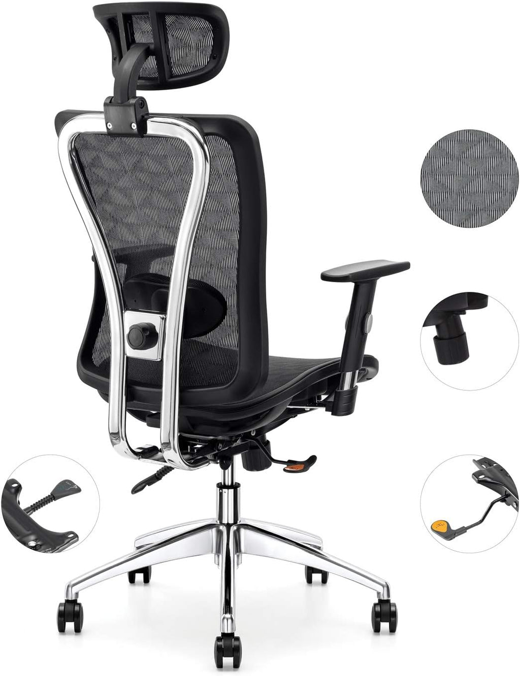 Black Ergonomic Mesh Office Chair with Adjustable Lumbar Support V669