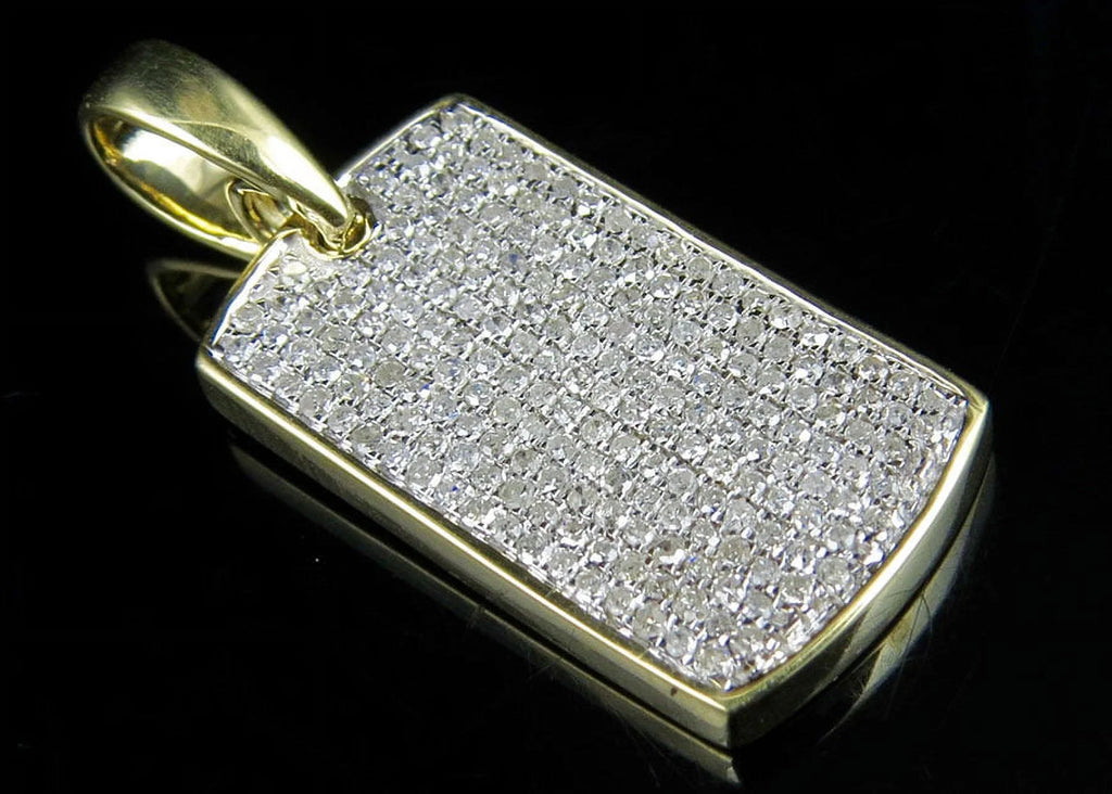 10K Yellow Gold Dogtag Diamond Pendant with 10K Franco Chain P316659