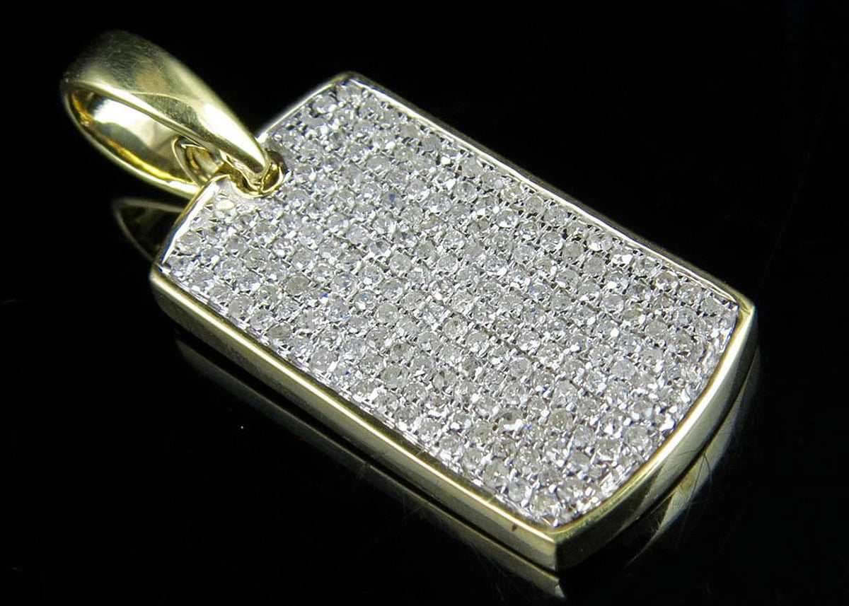 10K Yellow Gold Dogtag Diamond Pendant with 10K Franco Chain P316659