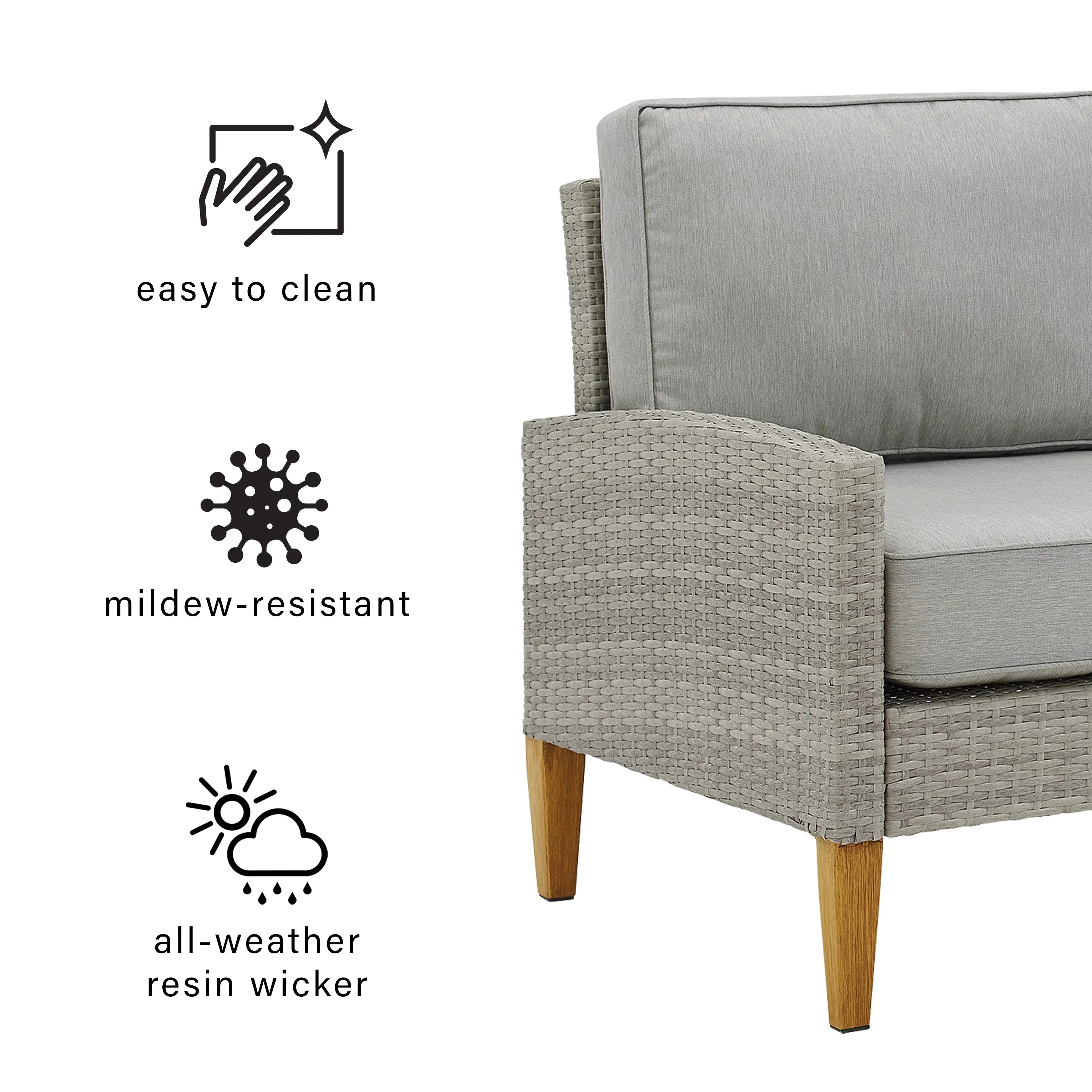 7 Pc Outdoor Wicker Sofa Set Gray X6523