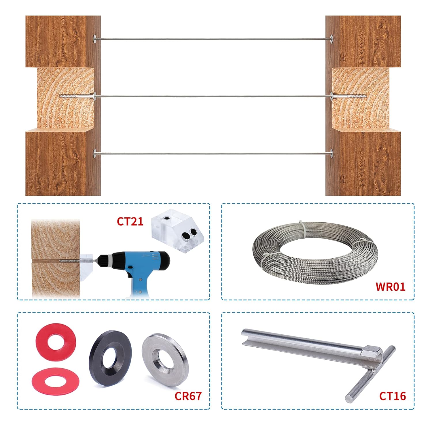 40Pack 1/8 T316 Stainless Steel Swage Lag Screws Cable Railing Hardware Kit G1546