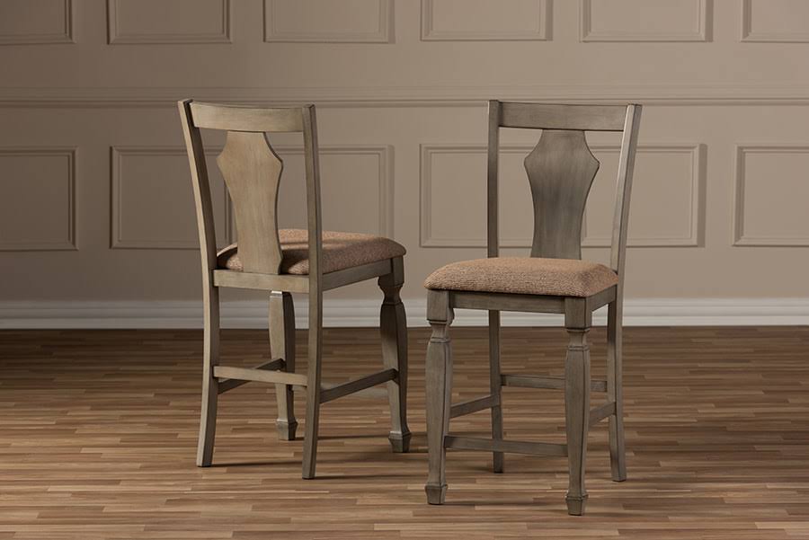 Shabby Chic Grey Fabric Counter Stool - Set of 2 X6613