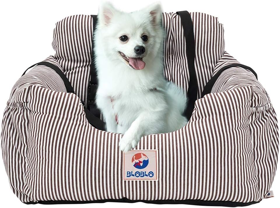 Red Stripe Dog Car Seat with Storage Pocket T8065