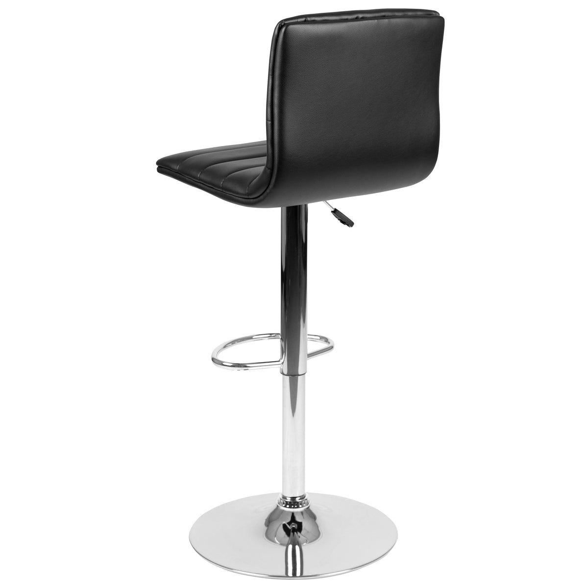 Modern Vinyl Adjustable Height Barstool with Horizontal Stitch Back, Set of 2 W228