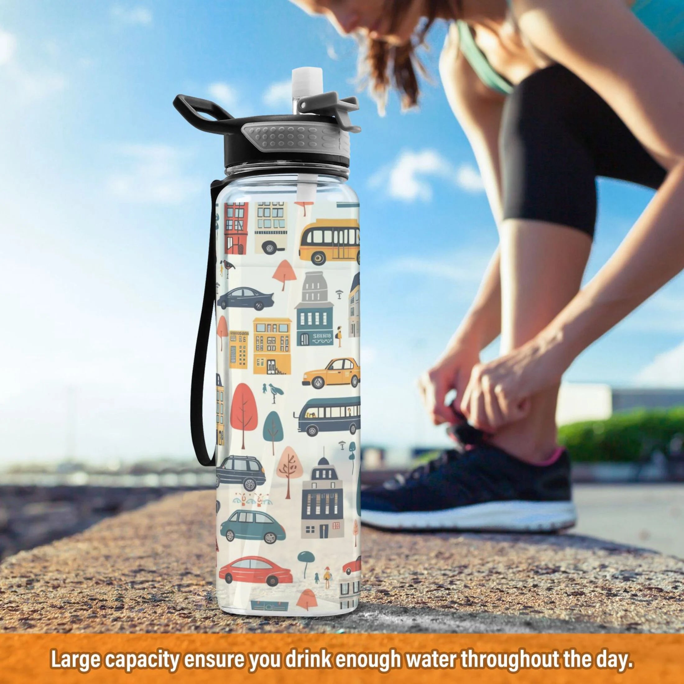 32oz Leakproof Tritan Water Bottle with Straw F18057