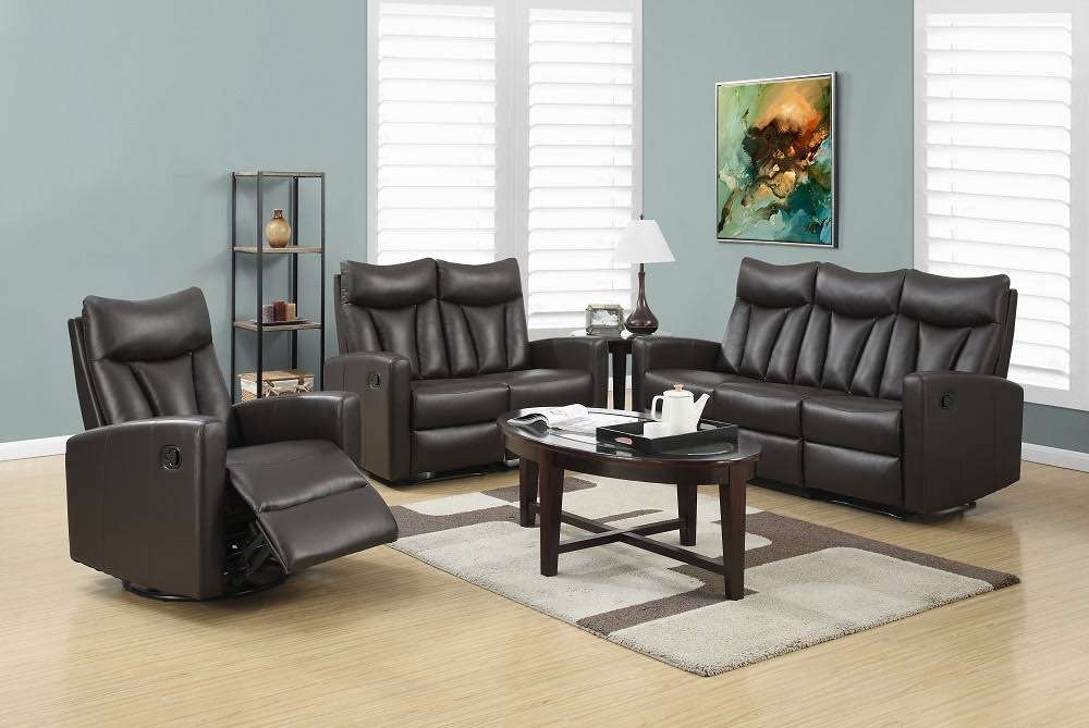 Black Bonded Leather Reclining Sofa Y935
