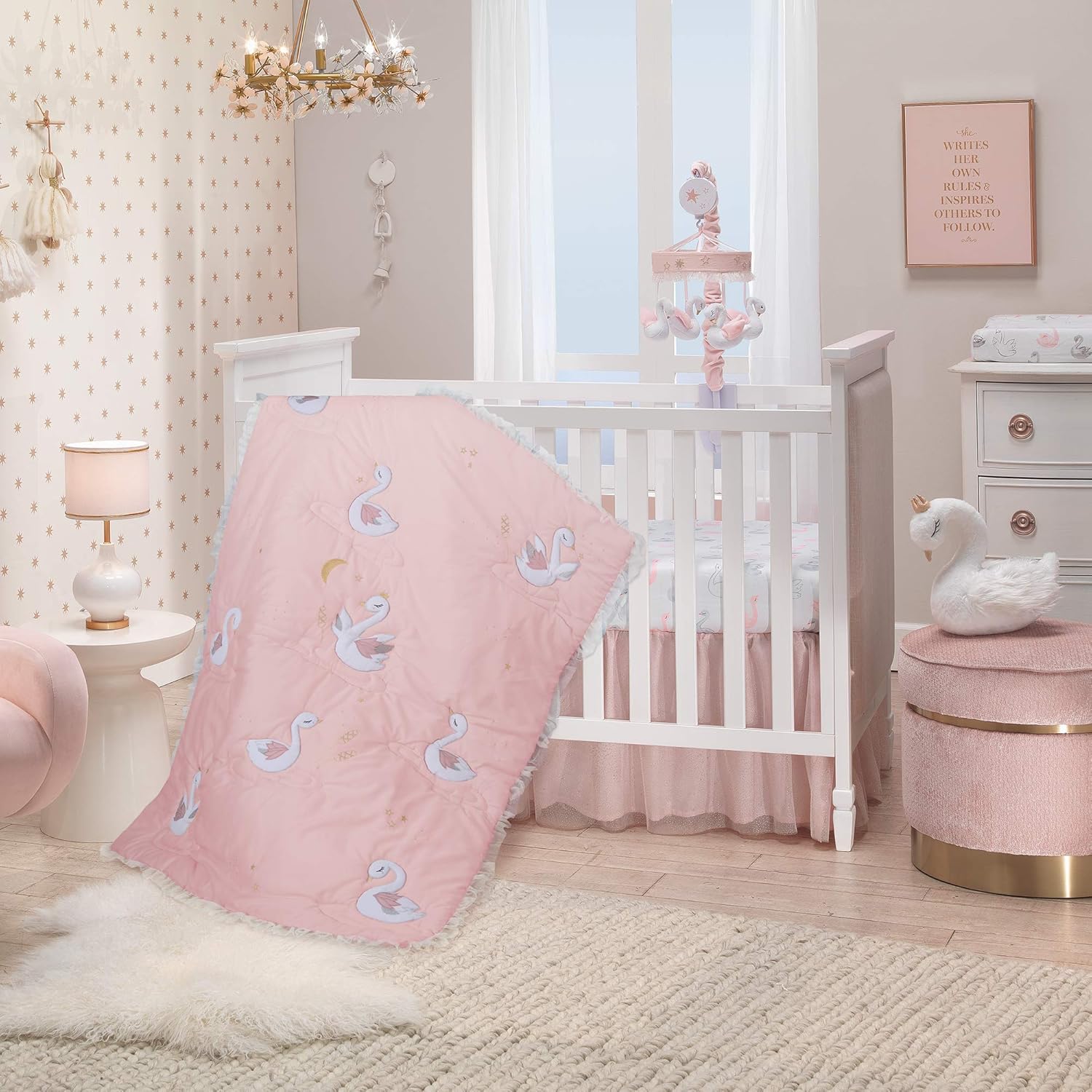 Pink/White Musical Baby Crib Mobile O29860