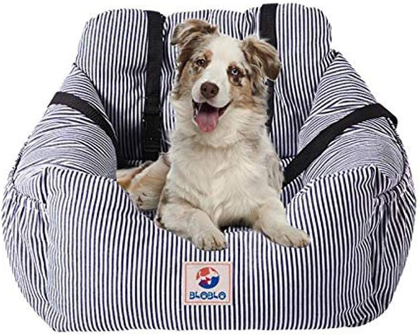 Red Stripe Dog Car Seat with Storage Pocket T8065