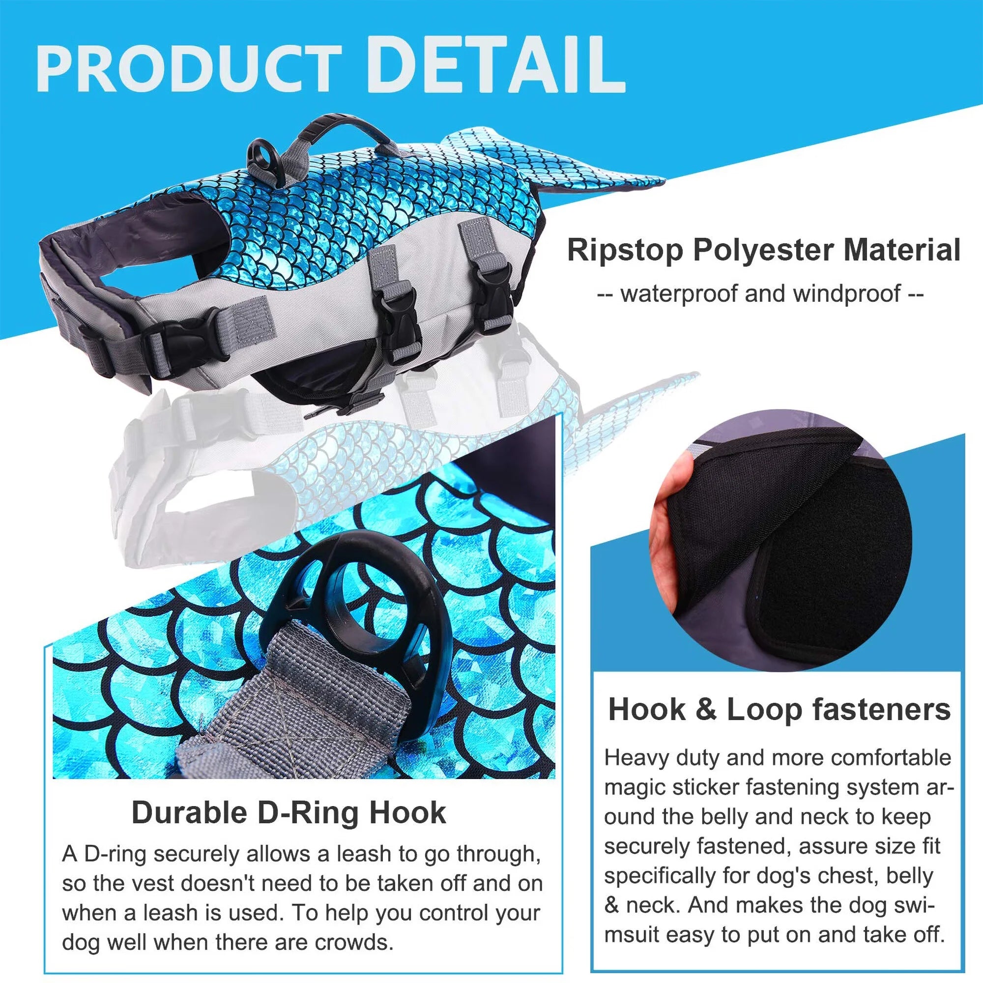 Reflective Adjustable Dog Life Jacket with Rescue Handle N701176