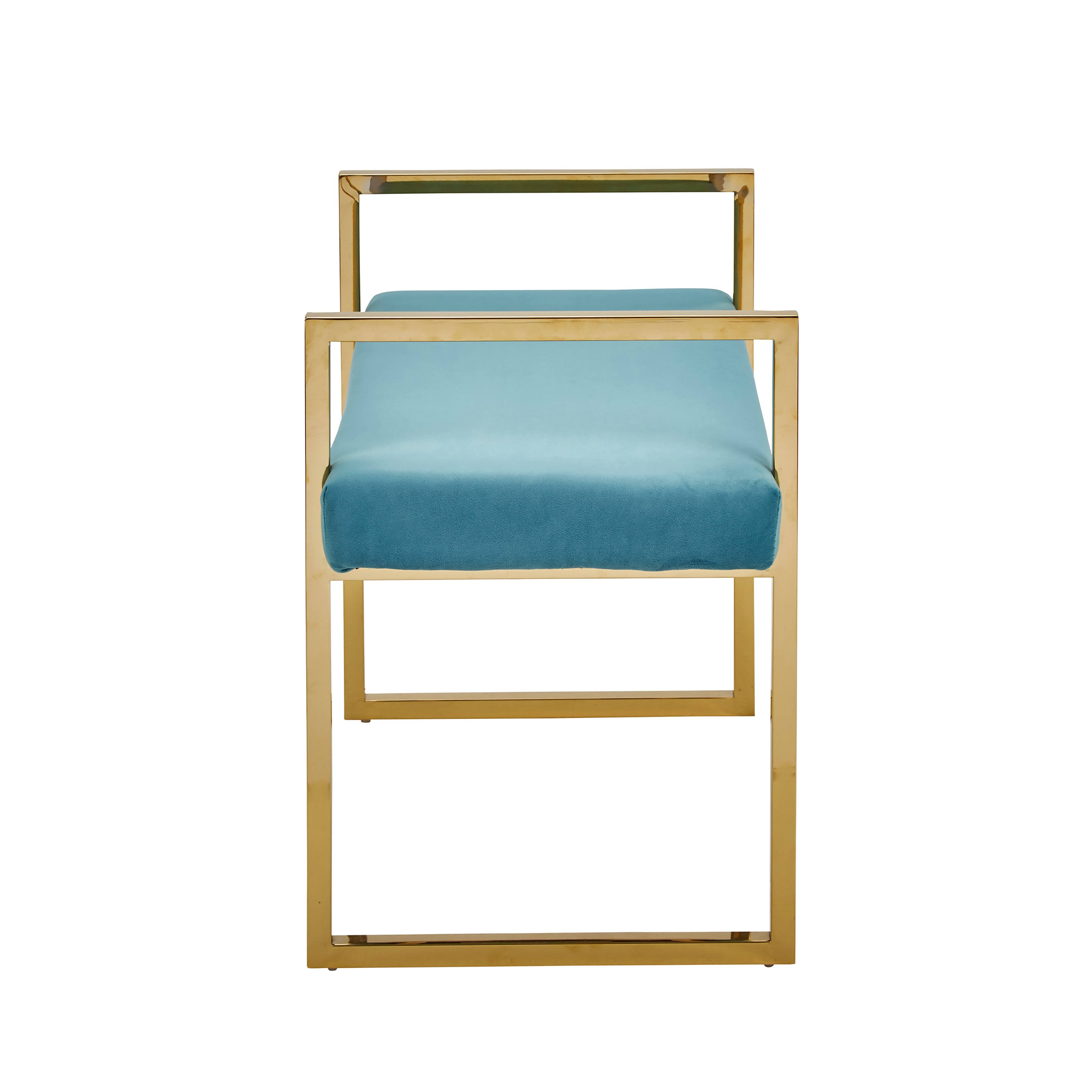 Gold/Teal Velveteen Bench R565433