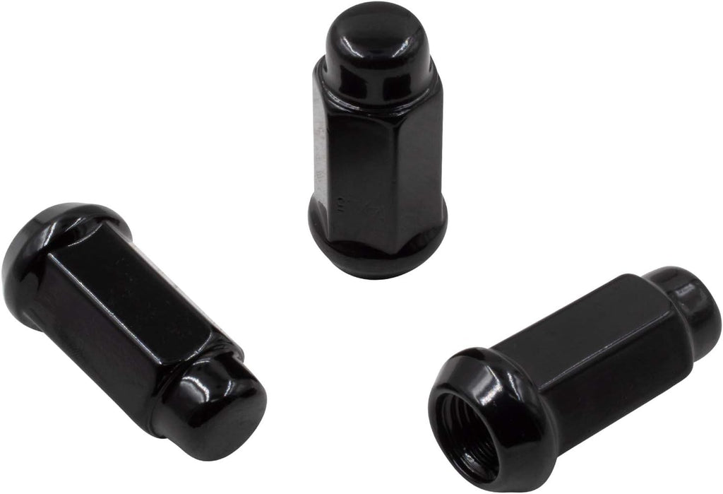Set of 32 Black 1.90" Long Bulge Acorn Lug Nuts M14x1.50 Cone Seat I692783