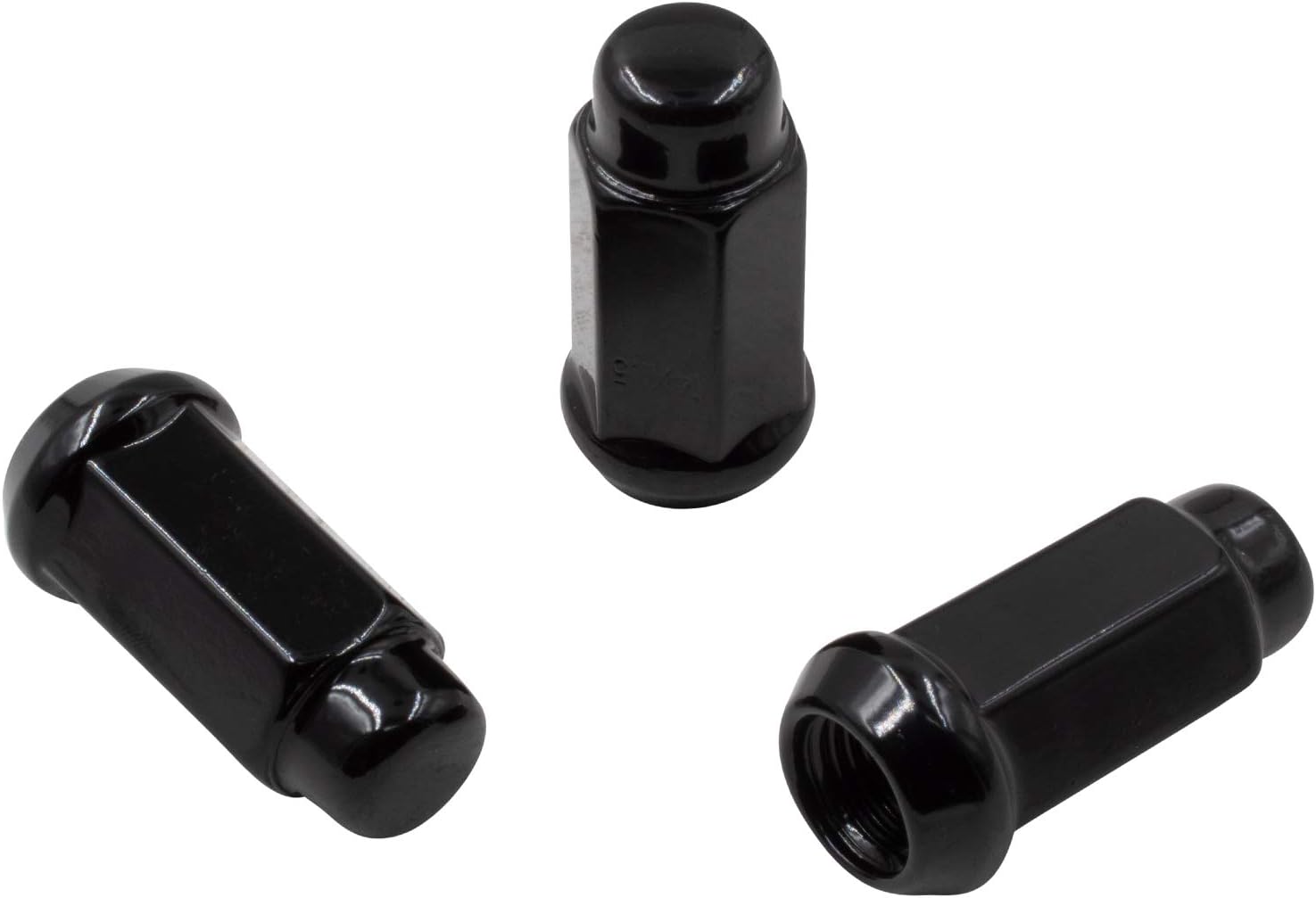 Set of 32 Black 1.90" Long Bulge Acorn Lug Nuts M14x1.50 Cone Seat I692783