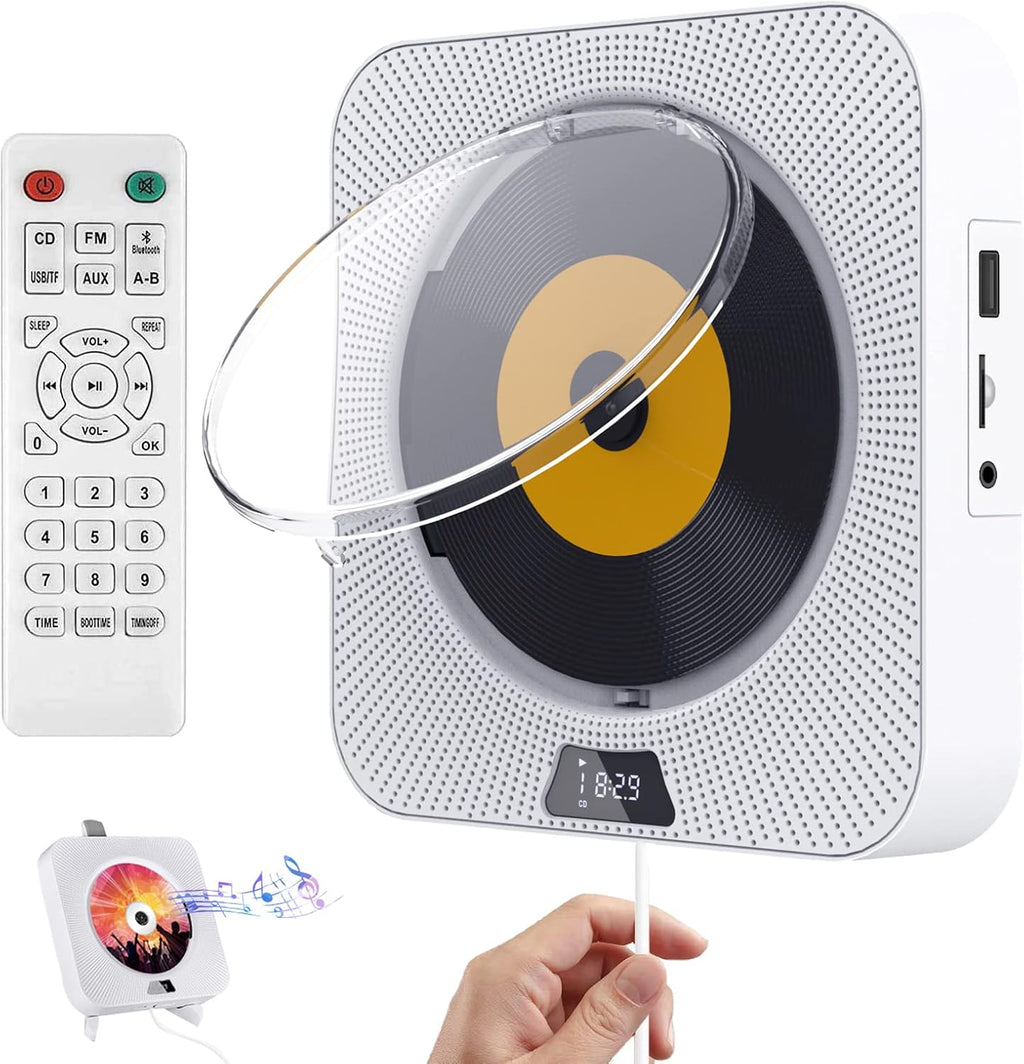 Portable CD Player with Bluetooth, FM Radio, Built-in Speakers, USB Port, AUX Input, LCD Display, Pack of 2 W94435