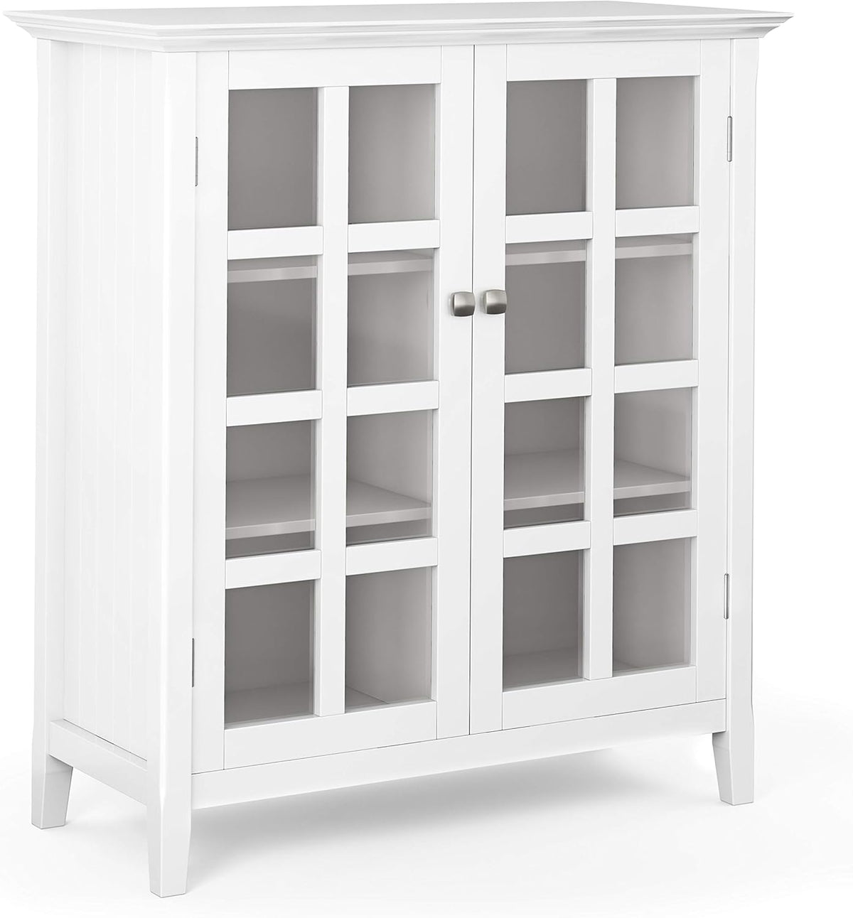 Distressed Grey Solid Wood Storage Cabinet with 2 Tempered Glass Doors Z5746