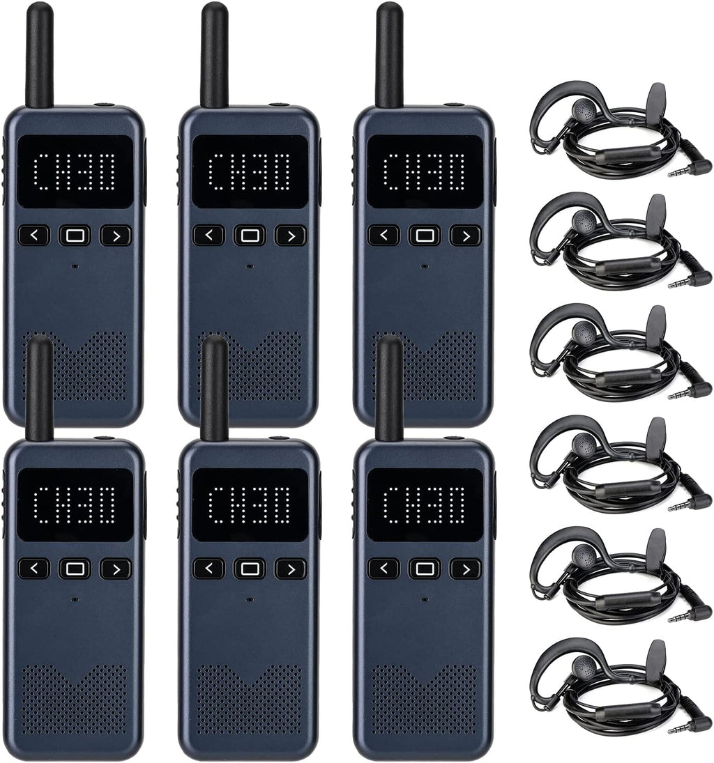 GMRS 2 Way Radio with Earpiece, 6 Pack, 2000mAh Battery G515923