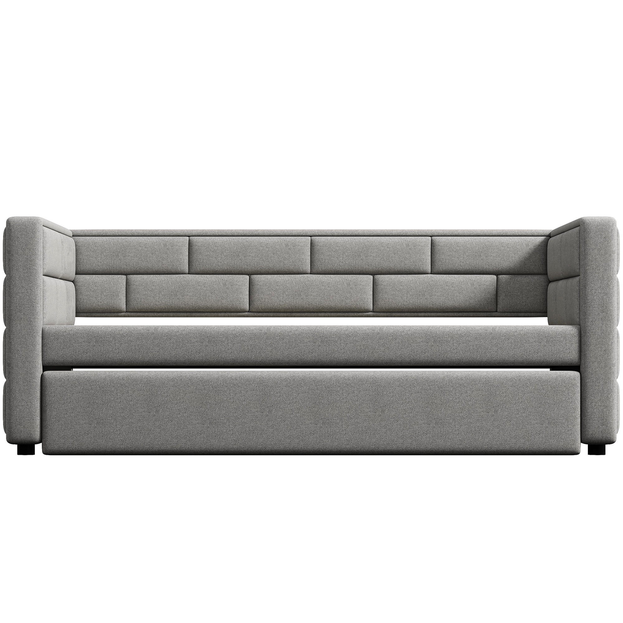 Gray Twin Size Upholstered Daybed with Trundle K285