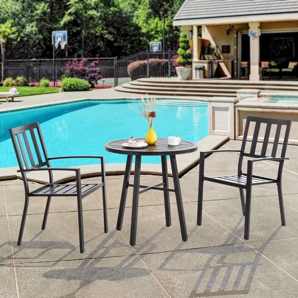 3 Piece Black Metal Outdoor Bistro Set F54086