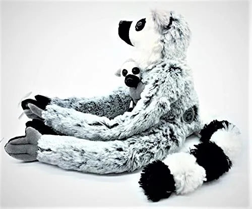 Ring-Tailed Lemur Stuffed Animal with Baby Lemur Plush Toy, 18in J576703