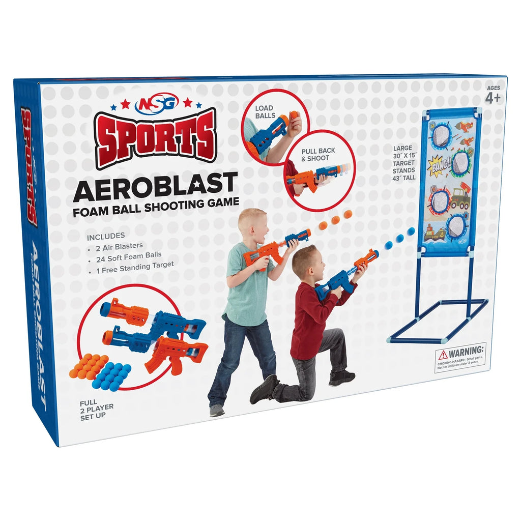 2pk 24ct Soft Foam Balls and 2 Pump Action Blaster Guns with Standing Shooting Target G43003