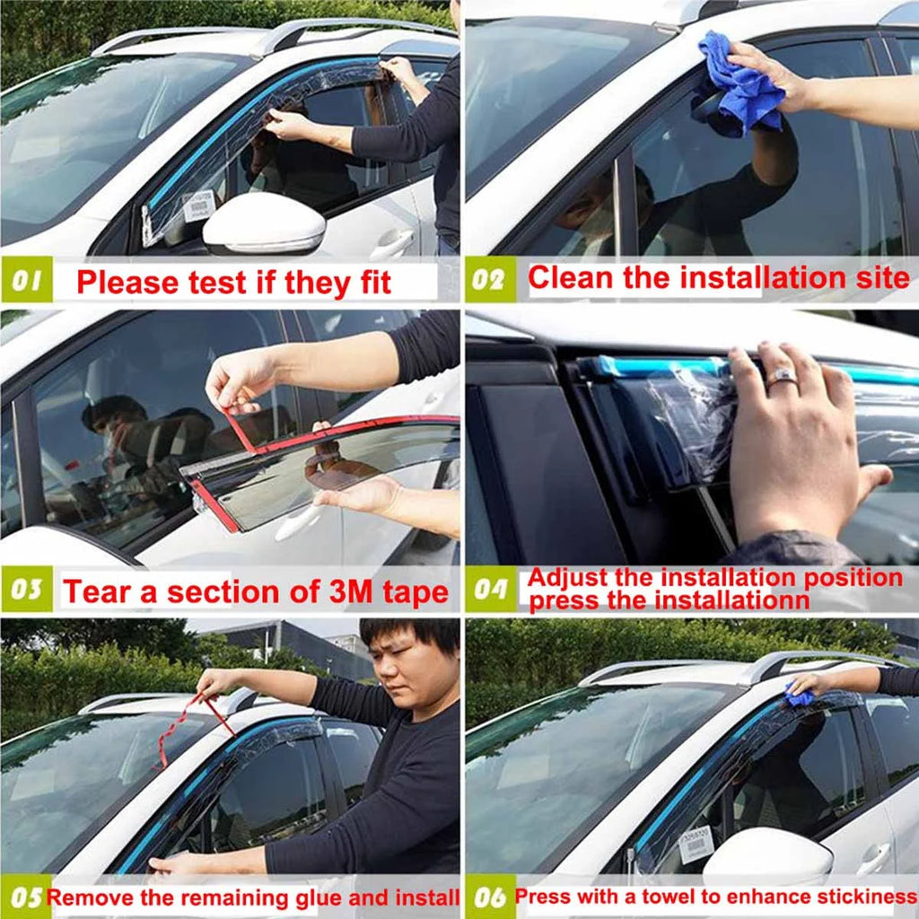 Window Deflector Chrome Window Visors Vent Sun Rain Guards M295