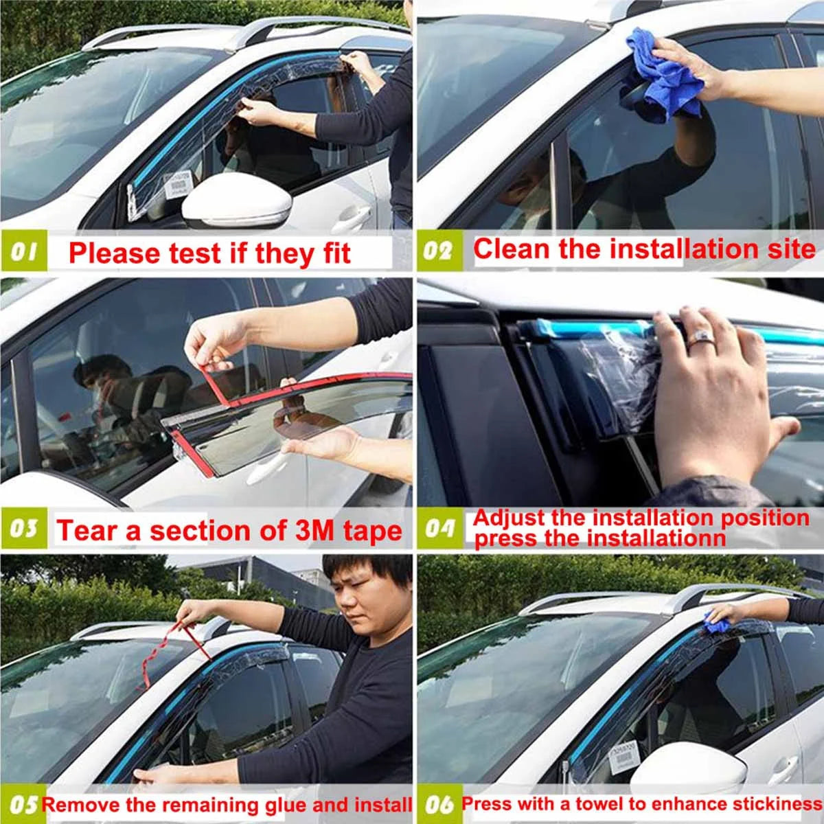 Window Deflector Chrome Window Visors Vent Sun Rain Guards M295