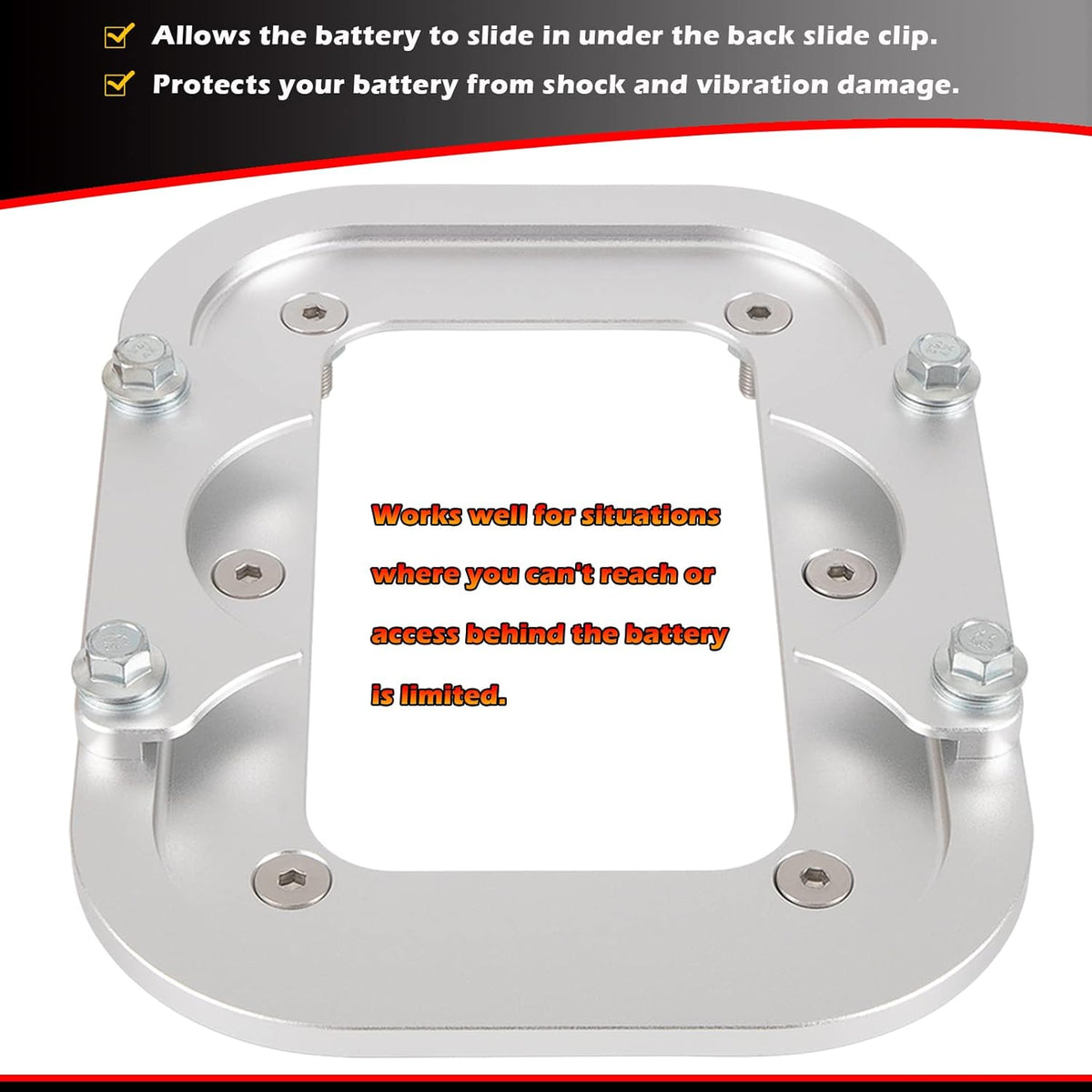 Billet Aluminum Battery Pallet Trunk Battery Hold Down Bracket Tray Pack of 2 D19901