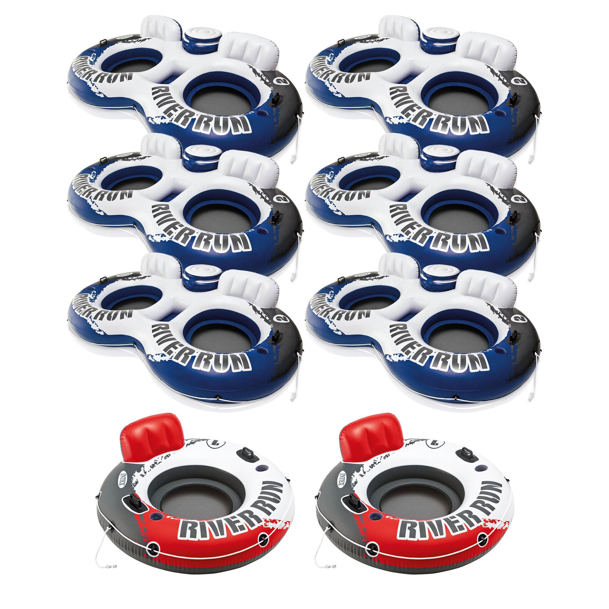 2 Person Inflatable River Float (6 Pack) + Single Tube (Pair) S942239