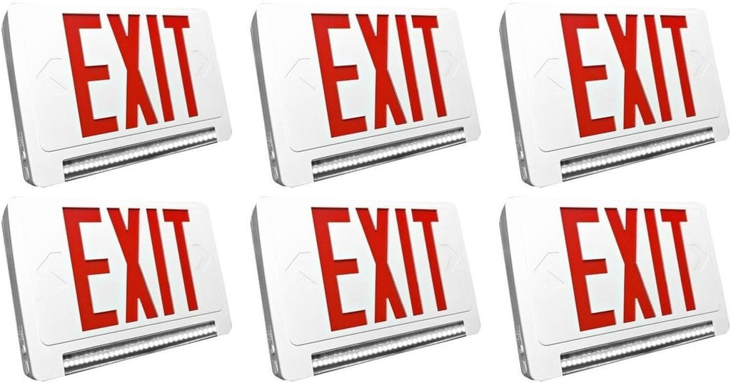 Red Letter Rechargeable NiCd Battery Indoor LED Emergency EXIT Sign Combo, Pack of 6 X925500