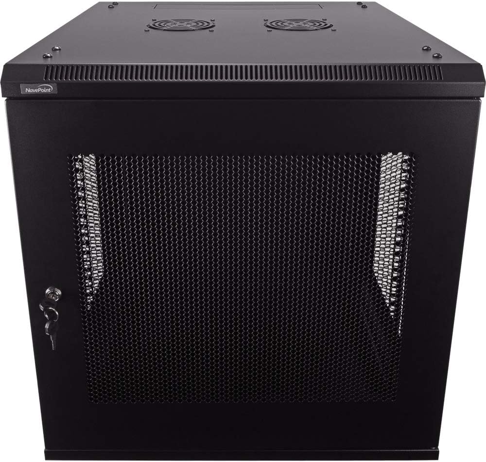 12U Wallmount Cabinet Enclosure 19-Inch Server Network Rack with Locking Perforated Door Black S28022
