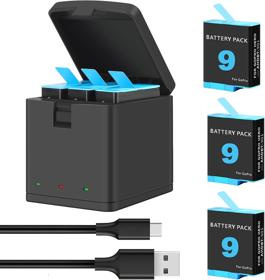 3-Pack 1800mAh Camera Batteries with 3-Channel USB Charger L5872