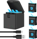 3-Pack 1800mAh Camera Batteries with 3-Channel USB Charger L5872