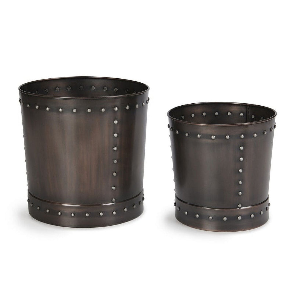 Large Riveted Bronze Planter Set of 2 L113