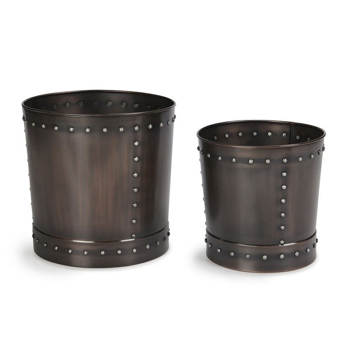 Large Riveted Bronze Planter Set of 2 L113