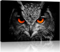 Black White Owl with Red Eyes Canvas Painting Framed Artwork F979