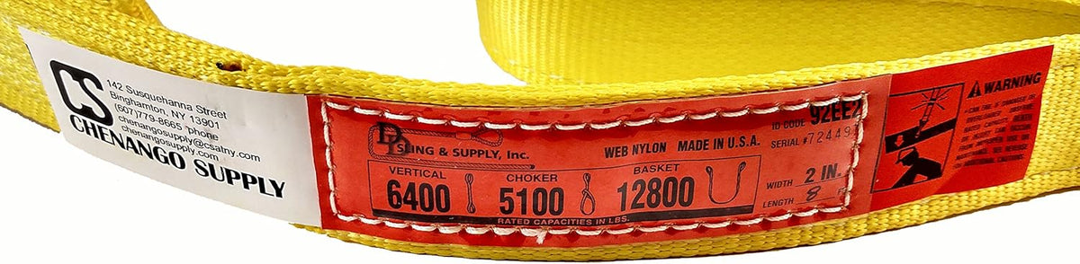 Nylon Lifting Slings, Eye & Eye, 2 Ply Twisted, 6,400 lbs Vertical Load Capacity, Pack of 2 M843462