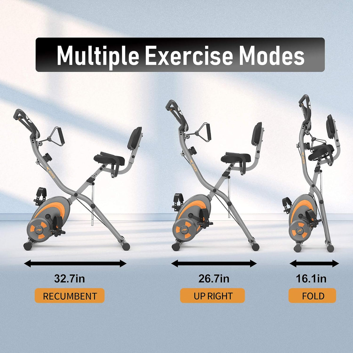 Grey Recumbent Exercise Bike with Arm Resistance Bands and LCD Monitor Y86951
