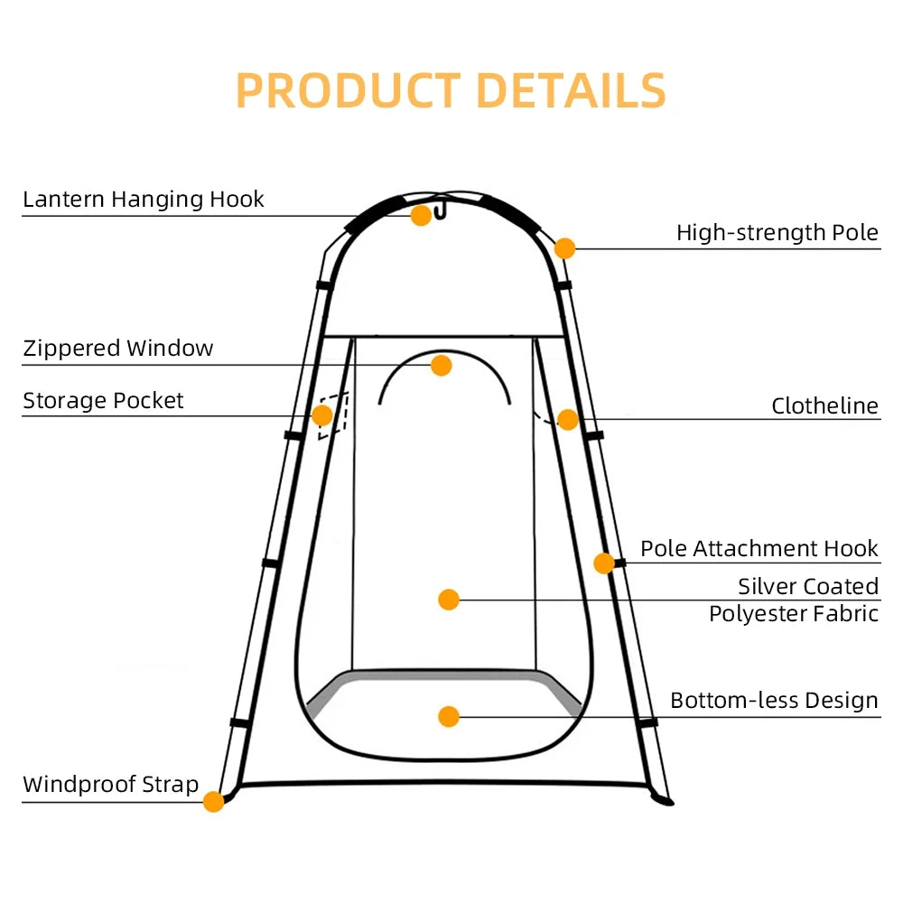 Camping Shower Tent with Zippered Window and Internal Pocket G31574