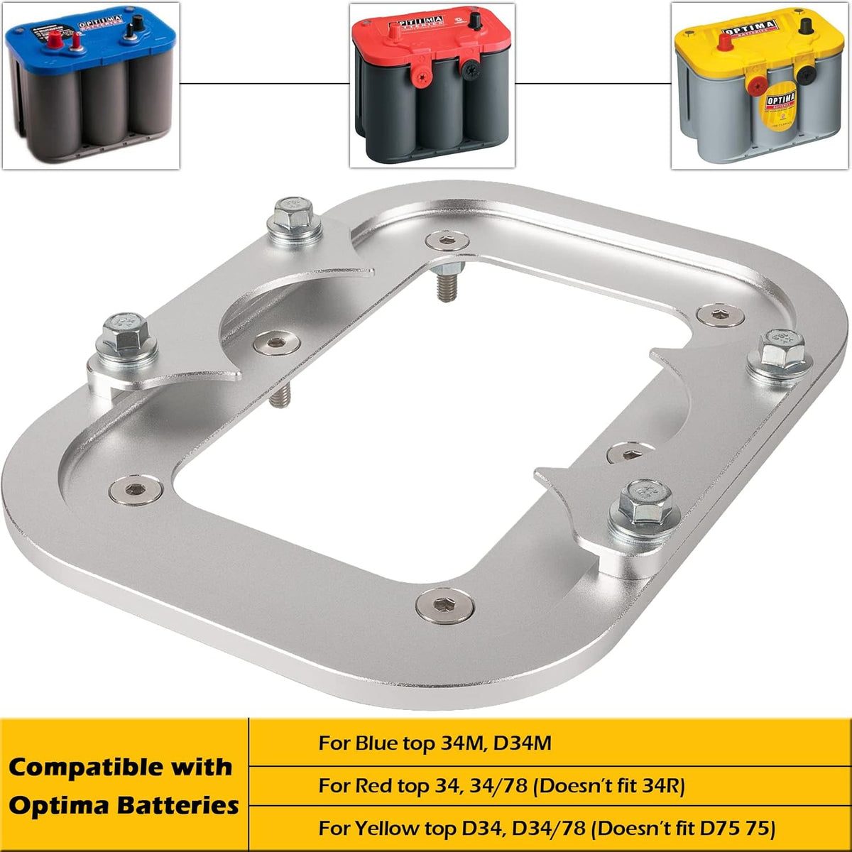 Billet Aluminum Battery Pallet Trunk Battery Hold Down Bracket Tray Pack of 2 D19901