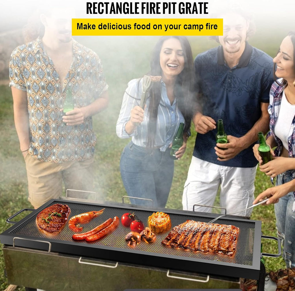 Black Steel Fire Pit Cooking Grate with Handles, Pack of 2 C823848