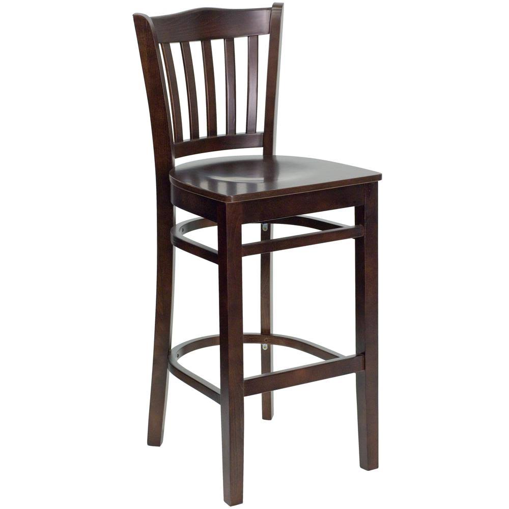 Walnut Wood Vertical Slat Back Barstool M292
