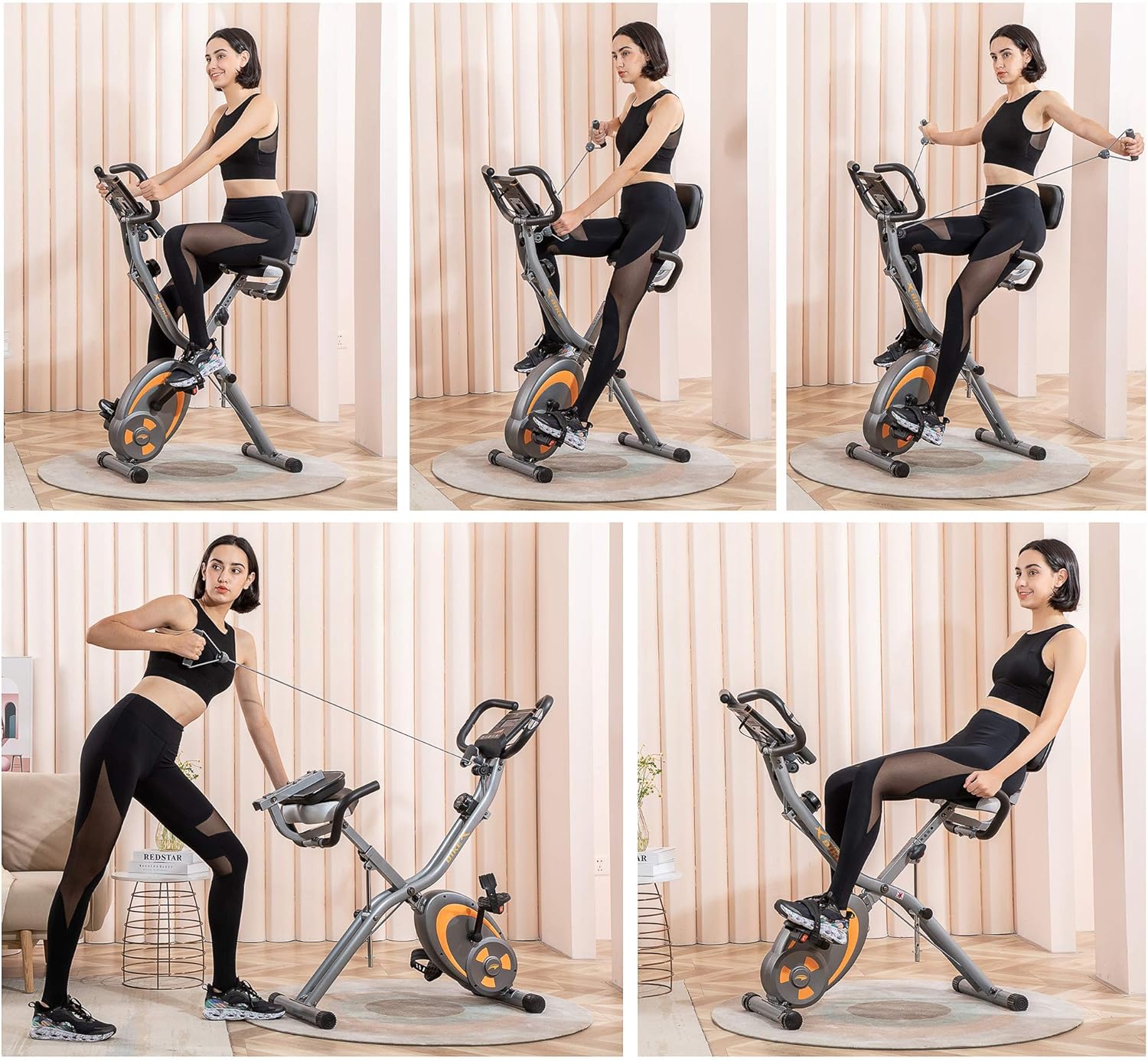Grey Recumbent Exercise Bike with Arm Resistance Bands and LCD Monitor Y86951