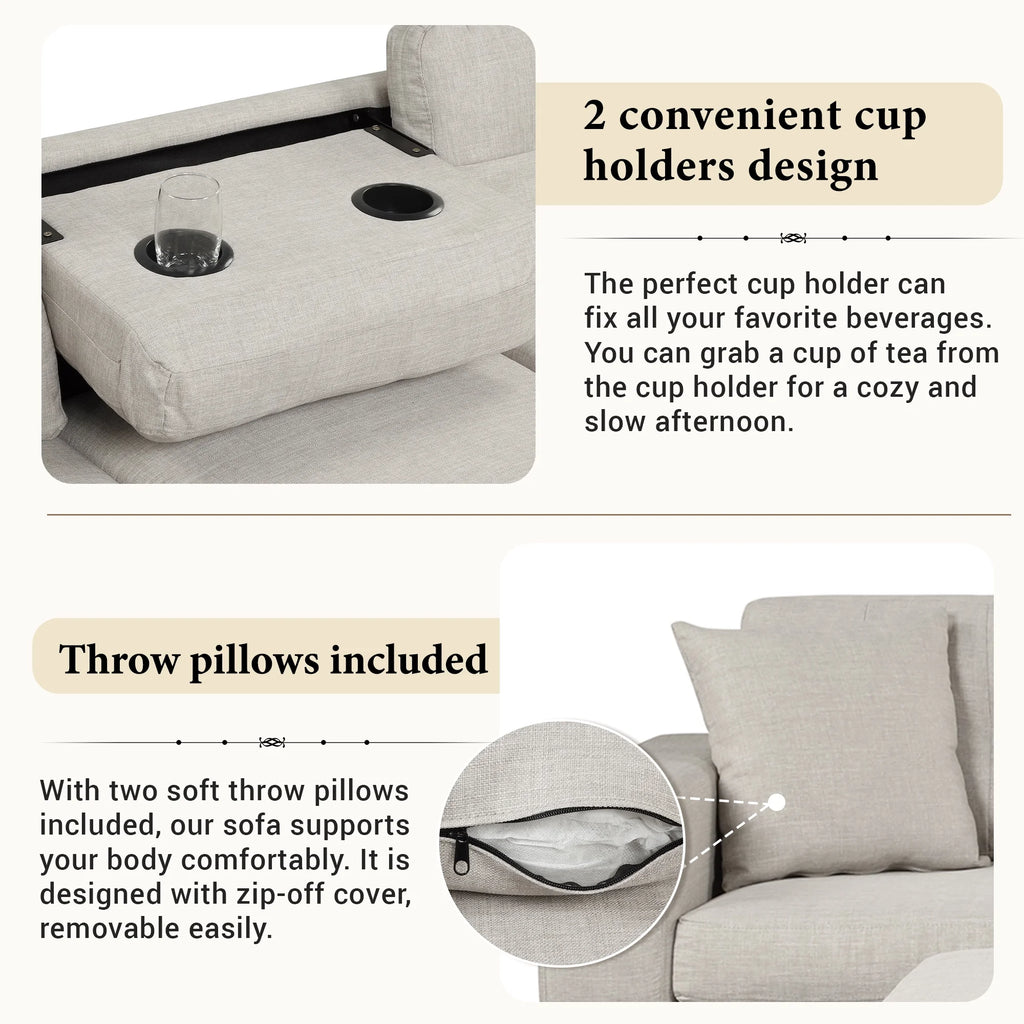 Light Gray Sectional Sofa with Storage Ottoman and Cup Holder Y99821