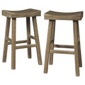 Brown Wooden Saddle Stool Set of 2 D706234