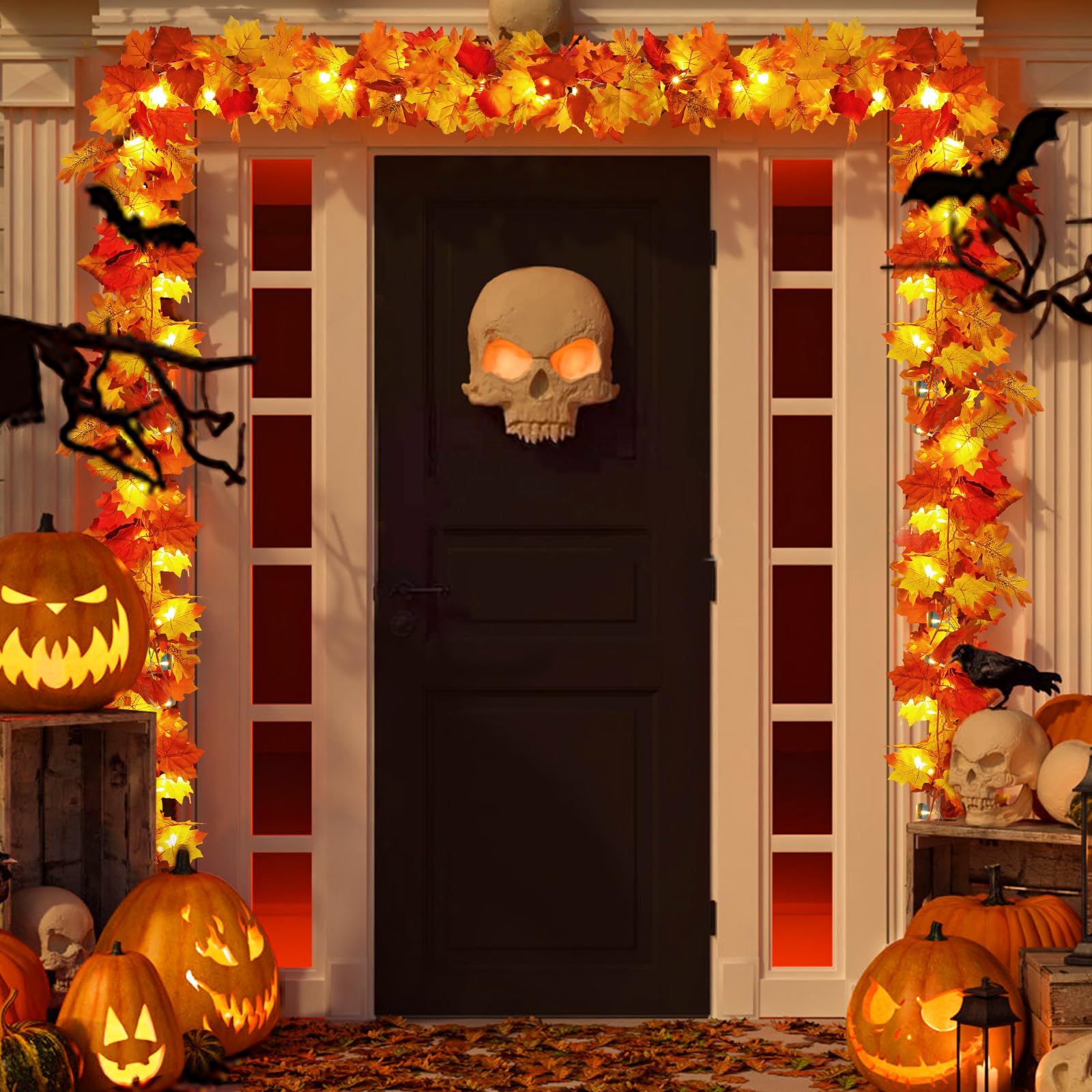 Maple Leaves Garland with Lights A79537