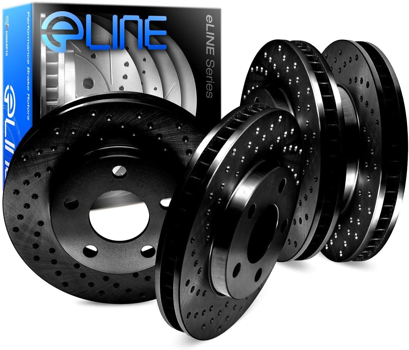 Black Drilled Brake Rotors Kit U464366
