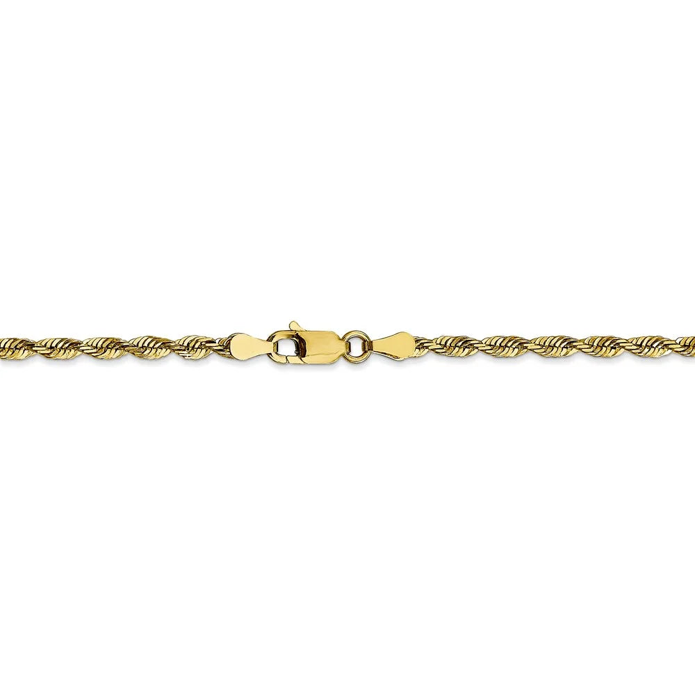 10kt Yellow Gold Diamond-Cut Lightweight Rope Chain Bracelet X7364