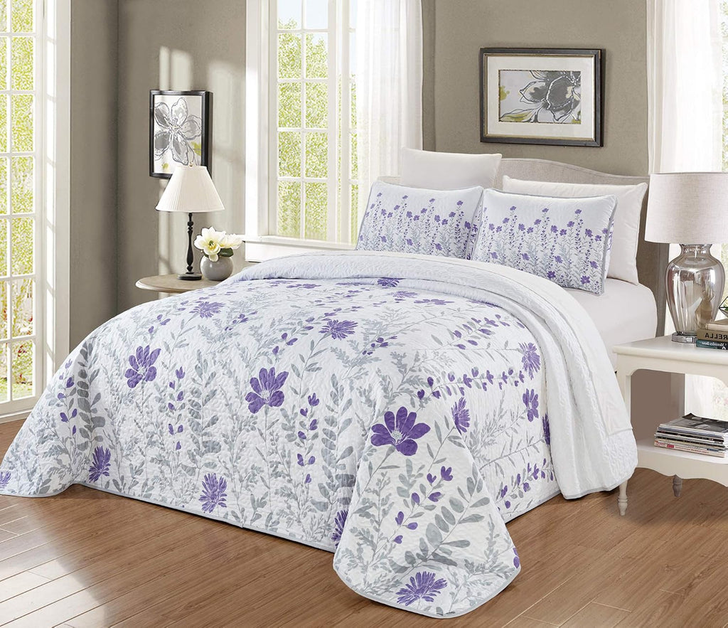 3-Piece Oversize Quilt Set Reversible Bedspread Coverlet Cal King Size U493738